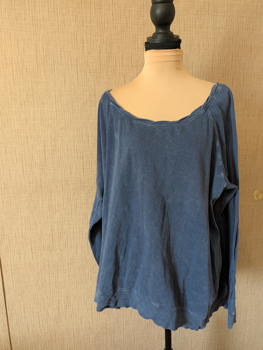 torrid Washed Indigo Scoop-Neck Oversized Sweatshirt